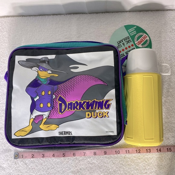 Vintage Darkwing Duck Insulated Lunch Bag Lunchbox with Original Yellow Thermos - Picture 14 of 16